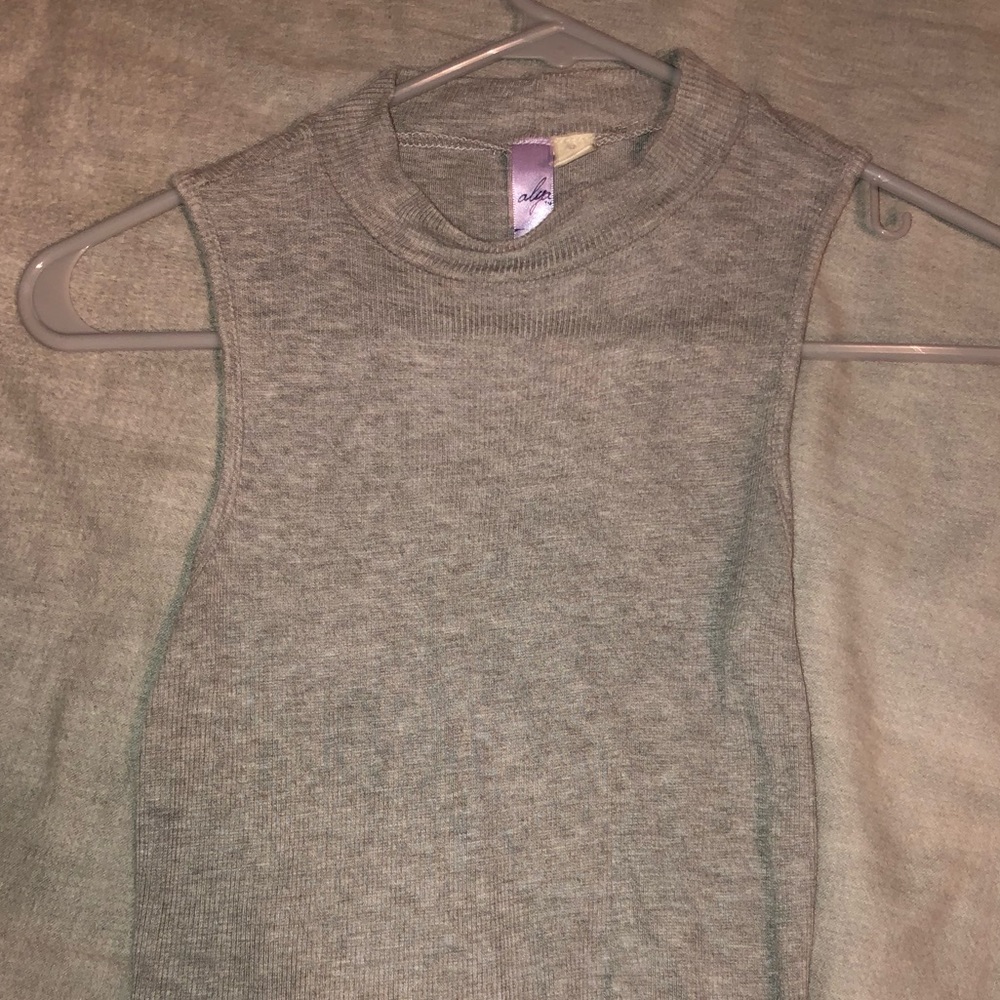 Grey sleeveless high neck